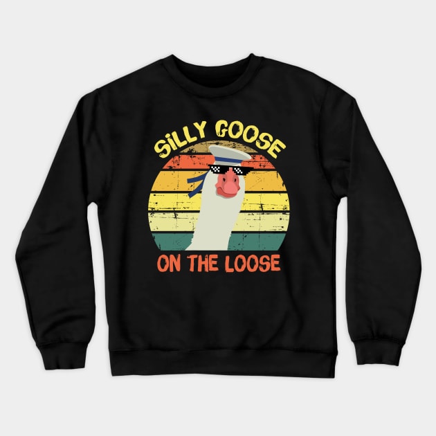 Retro Silly Goose On The Loose Crewneck Sweatshirt by teewyld